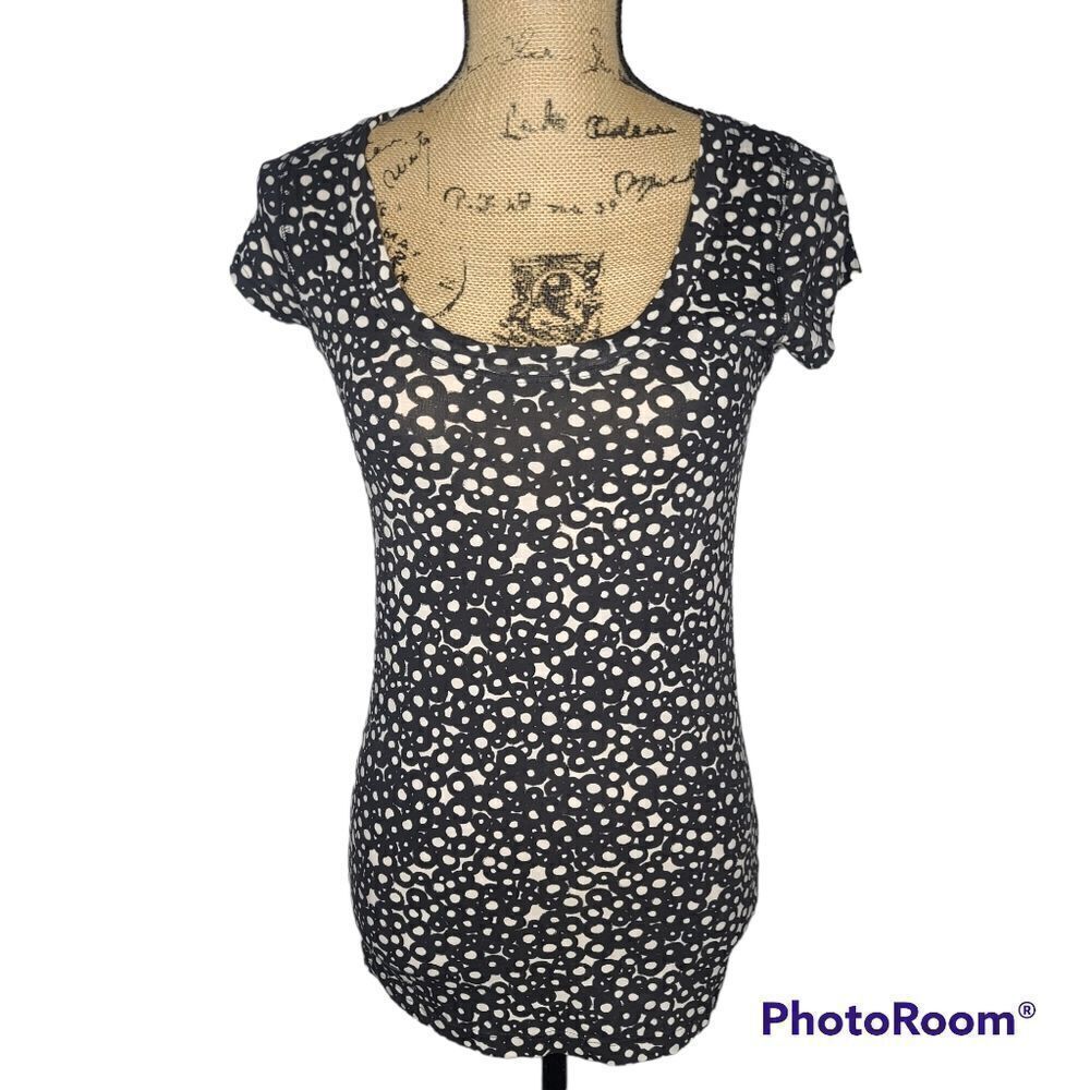 Theory Black and White Circles Short Sleeve T-shirt Medium